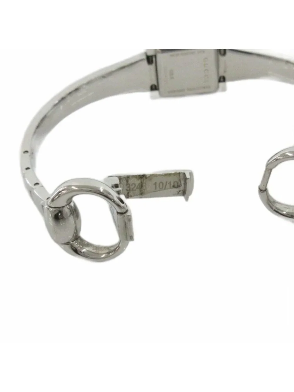 Gucci Frame Watch Square Quartz 128.5 Dial GG Pattern Silver Color MG